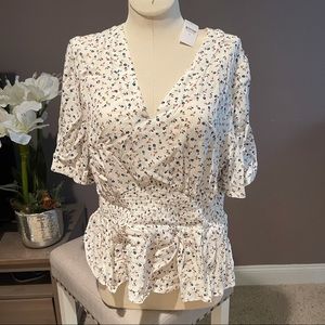 Ann Taylor mini floral peplum blouse